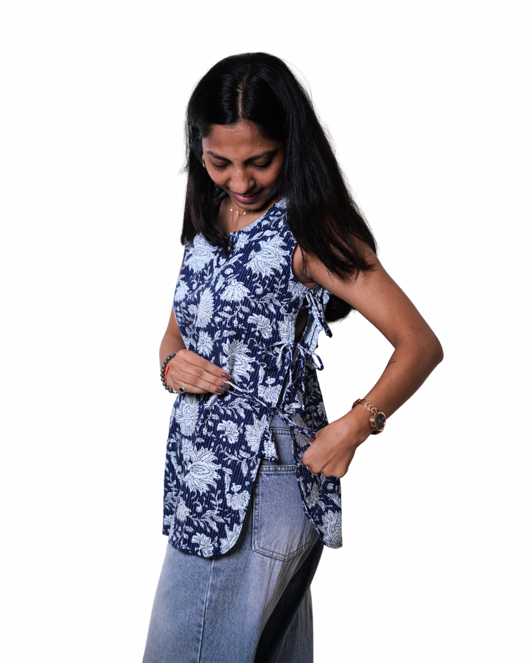 Floral Tie-up Cotton Top